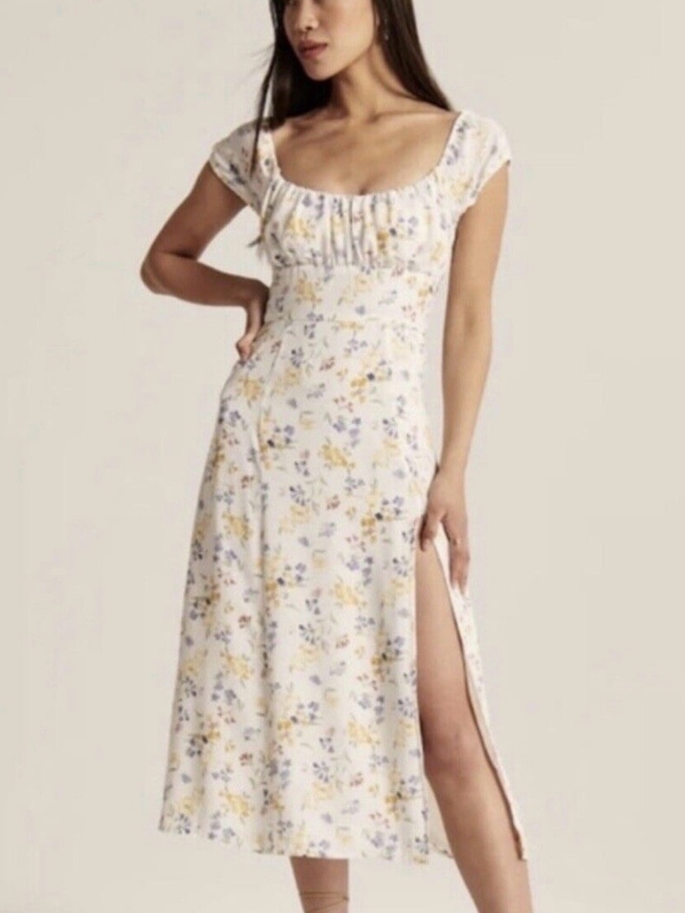A&F Cap Sleeve Scoopneck Midi Dress